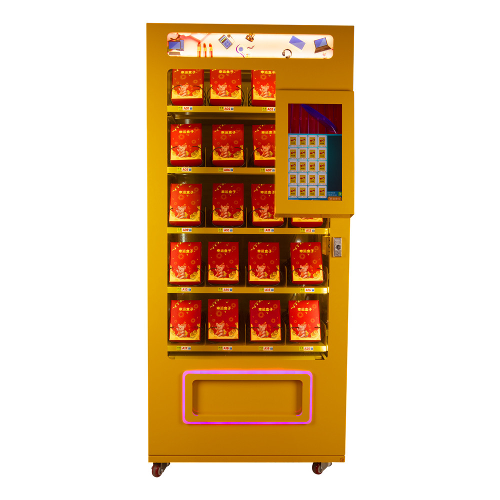 De volledige Automaat van de Metaalsoda, De Blauwe/Roze/Gele Gelukkige Automaten van het Doosvoedsel